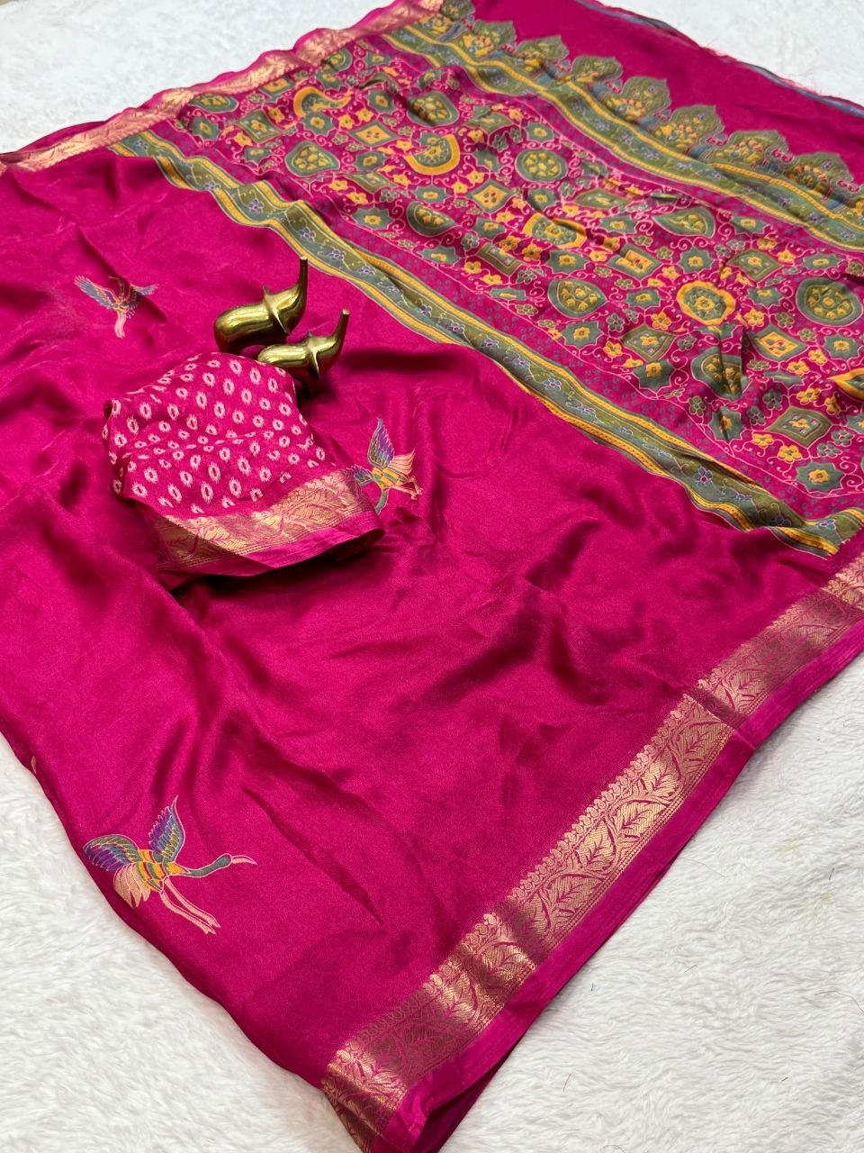 Heritage Fusion Marshmallow Silk Saree with Heavy Woven Jacquard Border