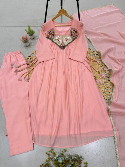 Berrybelle Mul Chanderi Anarkali Suit Set
