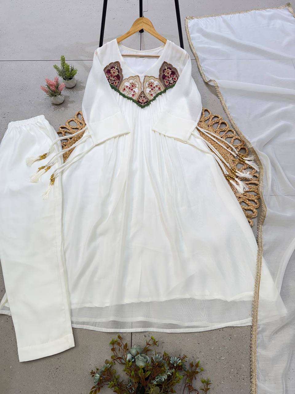 Aarohi Ivory Bloom Embroidered Anarkali Set