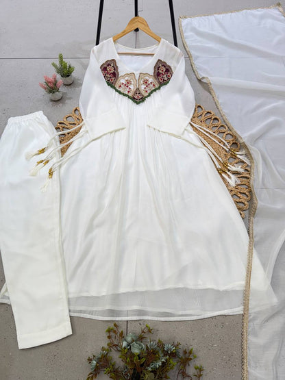 Aarohi Ivory Bloom Embroidered Anarkali Set
