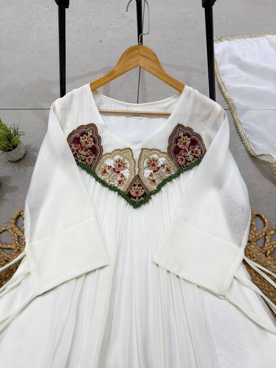 Aarohi Ivory Bloom Embroidered Anarkali Set