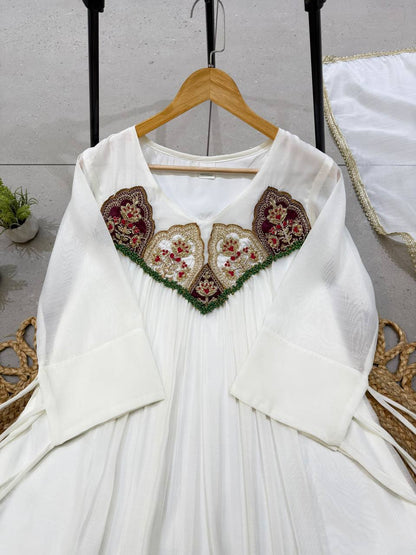 Aarohi Ivory Bloom Embroidered Anarkali Set