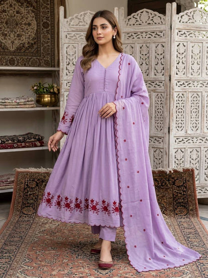 Moonlit Lavender Floral Grace Anarkali Set