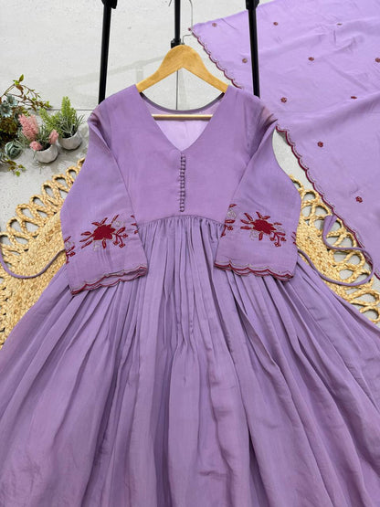 Moonlit Lavender Floral Grace Anarkali Set
