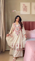 Pure Khadi Cotton Embroidered Co-Ord Set with Real Mirror Work & Tassels