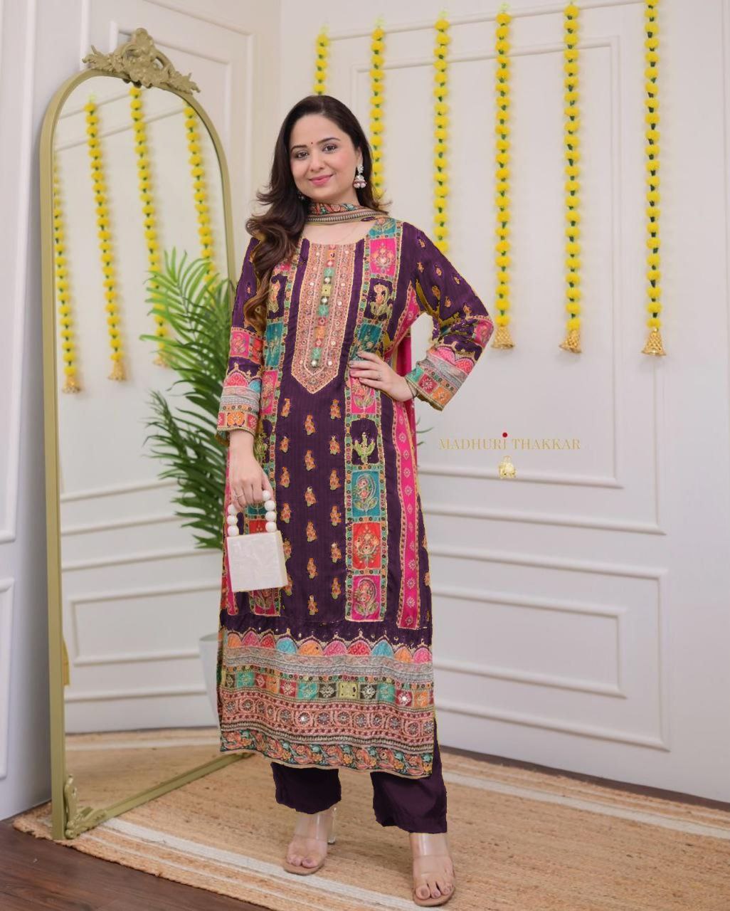 Very Attractive Multi-Color Muslin Printed Suit Set with Dupatta