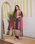Very Attractive Multi-Color Muslin Printed Suit Set with Dupatta