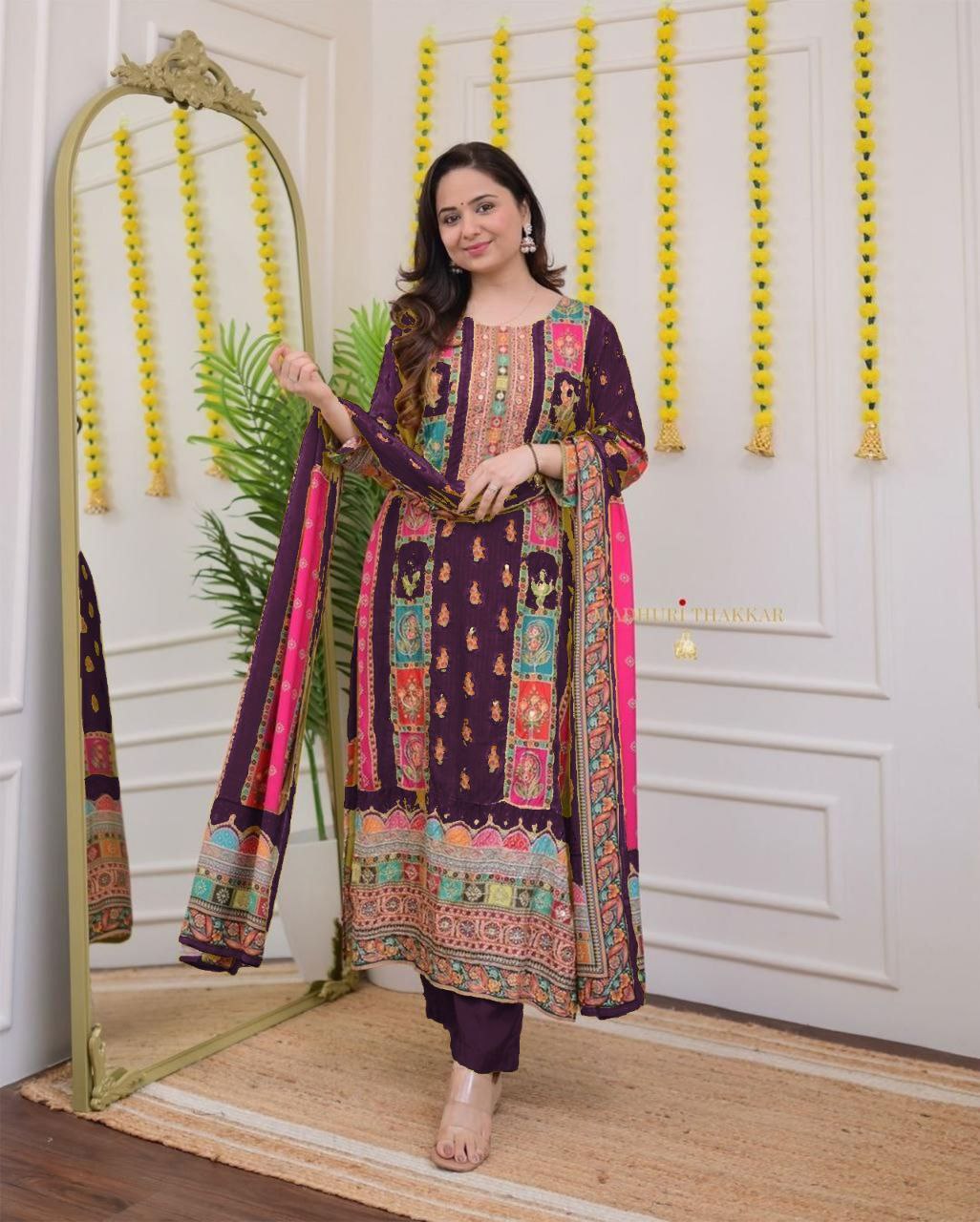 Very Attractive Multi-Color Muslin Printed Suit Set with Dupatta