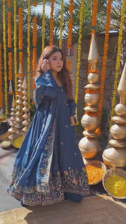 Premium Designer Heavy Crepe Silk Anarkali Suit Set