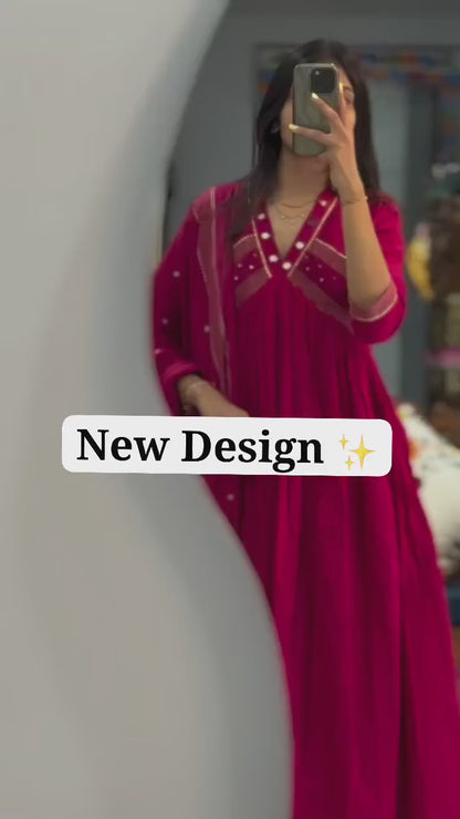 GORGEOUS MUL COTTON MIRROR WORK SUIT SET