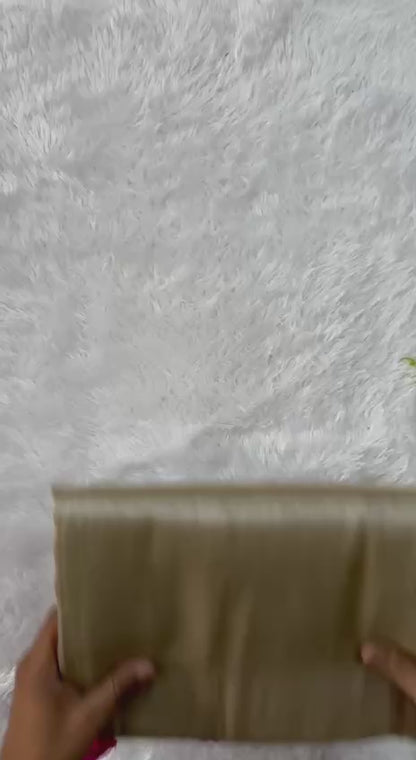 YELLOW HANDLOOM RAGA TISSUE DUAL TONE SAREE WITH POM POM AND BLOUSE