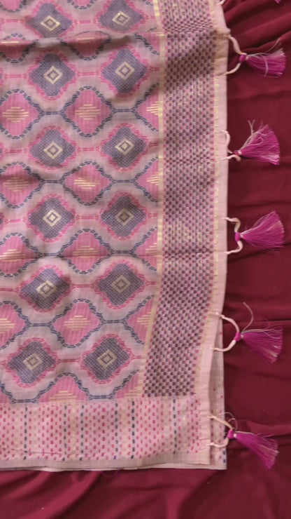 Very Beautiful Soft Muga Cotton Festive Saree