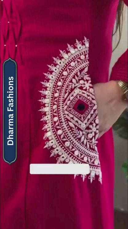 Designer Pure Mul Cotton Embroidered Suit Set with Dupatta