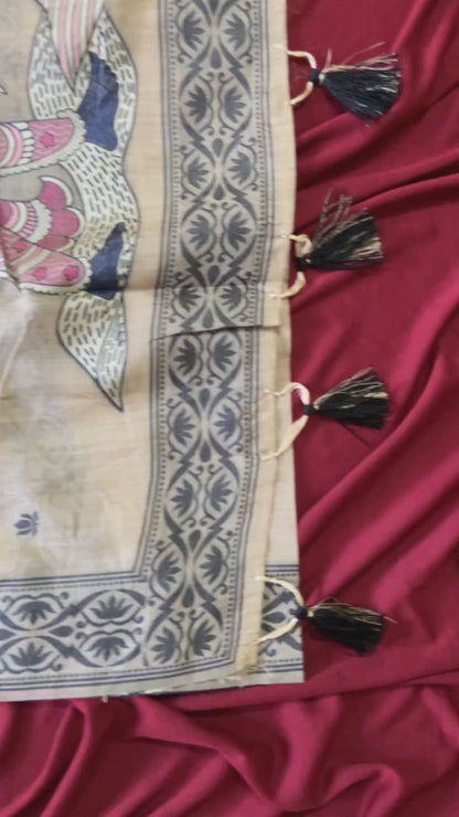 Vihana Royal Folk Art Soft Muga Cotton Saree
