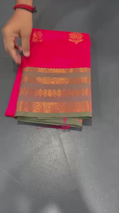 Dharma Exclusive - Banarasi Soft Silk Saree with Rich Copper Zari Pallu