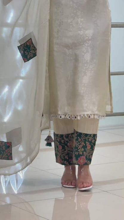 VERY GORGEOUS PURE BANARASI SILK ZARI WEAVING SUIT SET