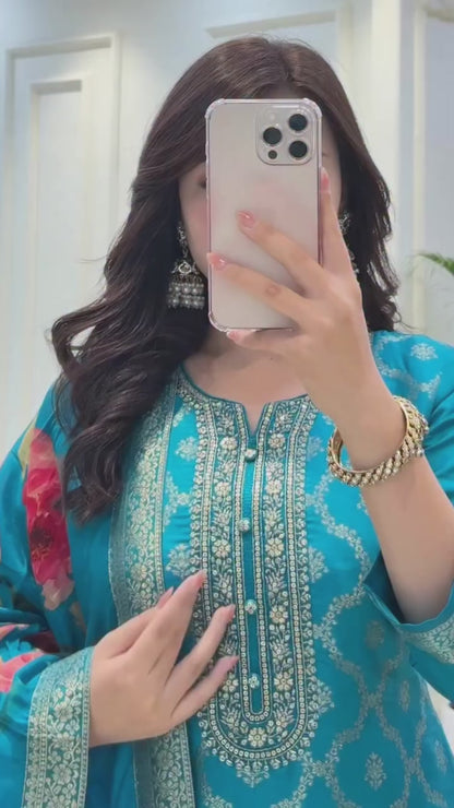 ELIGANT BANARASI SILK WEAVING SUIT SET