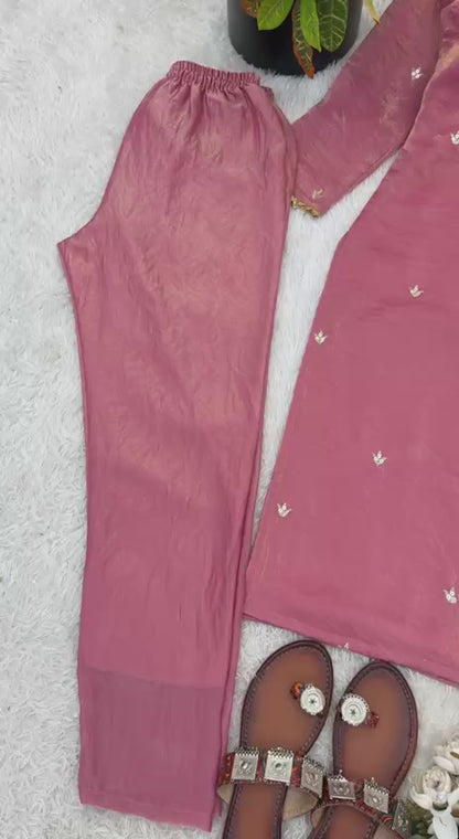 Very Gorgeous Fendy Silk Embroidery Sequence Suit Set