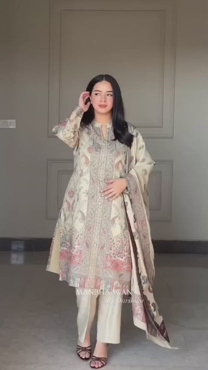 VERY GORGEOUS PURE BERRY SILK ZARI WEAVING SUIT SET