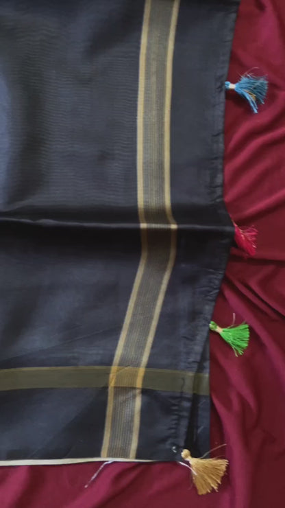 Marvellous Soft Tussar Silk Saree with Elegant Pallu & Tassels