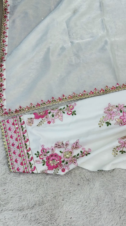 Elegant French Crepe Embroidered Suit Set with Dupatta