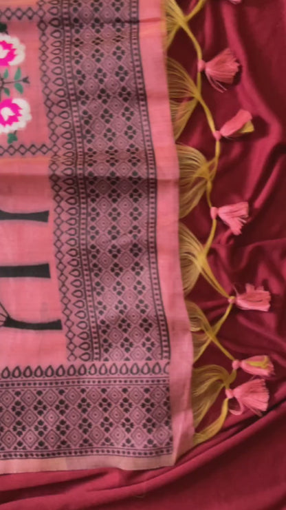 Premium Pink Soft Jamdani Cotton Saree with 3D Woven Peacock Pallu