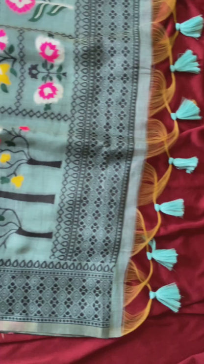 Attractive Blue Soft Jamdani Cotton Saree with 3D Woven Peacock Pallu