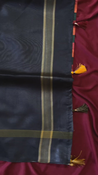 Festive Soft Tussar Silk Saree with Elegant Pallu & Tassels
