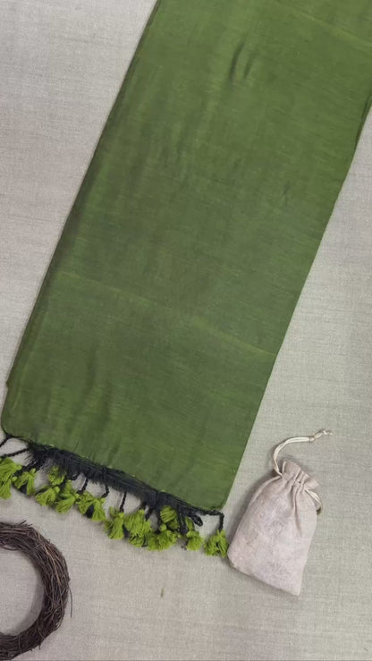 Baby Pink Pure Handloom Cotton Saree With Stitched Embroidery Blouse