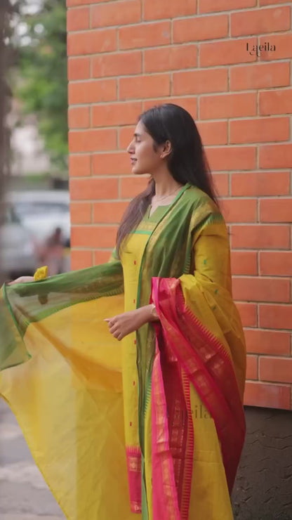 ELEGANT KANCHI COTTON SUIT SET WITH JAQUARD DUPATTA