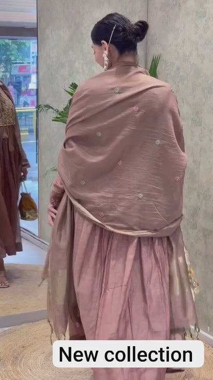 GORGEOUS MUL CHANDERI SUIT SET WITH BANARASI DUPATTA