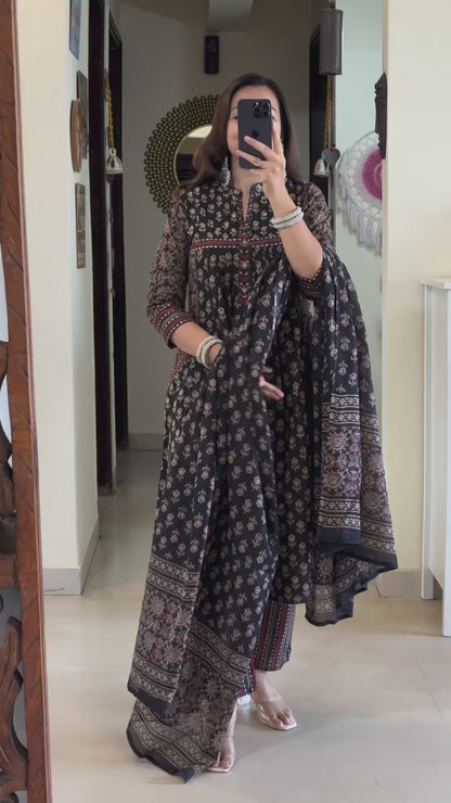 Designer Black Pure Jaipuri TAJ Cotton Suit Set