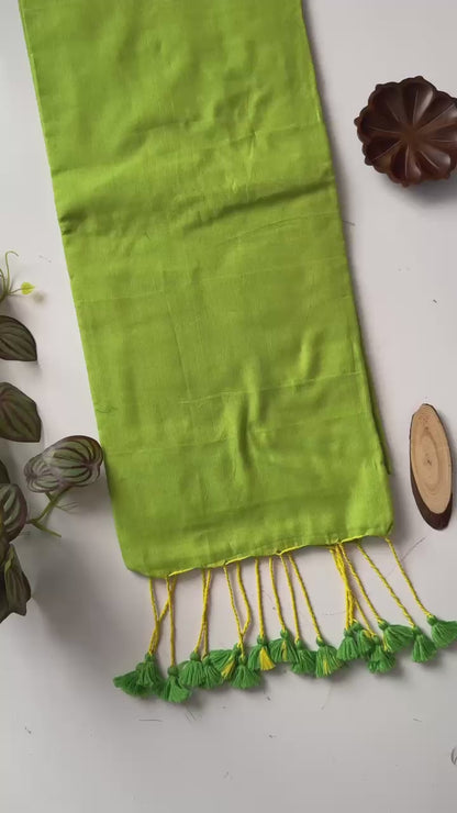 Dharma Exclusive - Pink Handloom Cotton Saree With Havy Embroidery Stitched Blouse