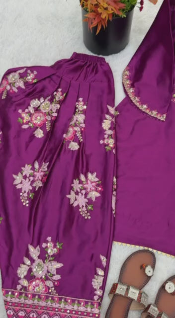Elegant French Crepe Embroidered Suit Set with Dupatta