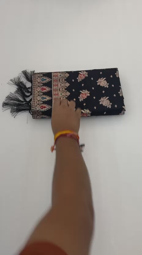 Very Stunning Red Woven Silk Saree with Gold Zari Floral Weave