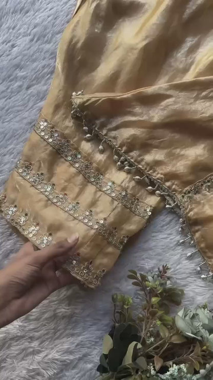 Royal Gold Fandy Silk Sequence Embroidered Salwar Suit Set