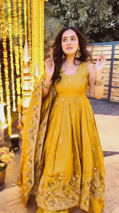 Designer Heavy Crepe Silk Anarkali Suit Set