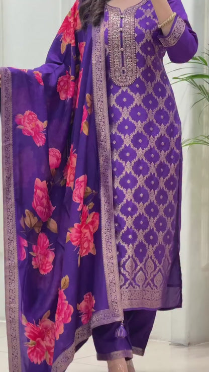 ATTRACTIVE BANARASI SILK WEAVING SUIT SET