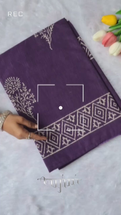 Attractive Pure Mul Cotton Saree with Bagru Handblock Prints