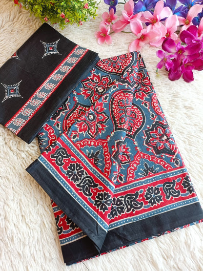 Attractive - Pure Heavy Mul Cotton Saree with Bagru Handblock Print